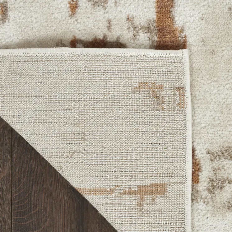 8' Red And Ivory Abstract Runner Rug