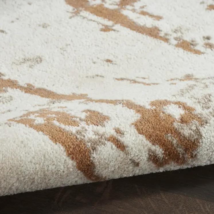 8' Red And Ivory Abstract Runner Rug