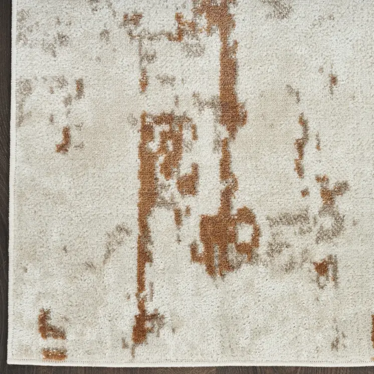 8' Red And Ivory Abstract Runner Rug