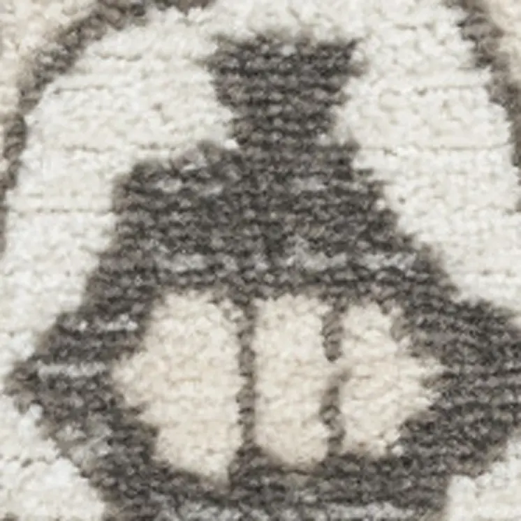 8' Gray And Ivory Medallion Distressed Runner Rug