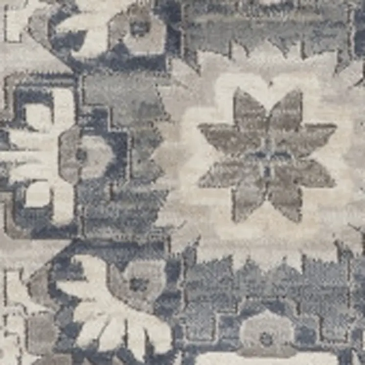 7' X 10' Gray and Ivory Medallion Power Loom Area Rug