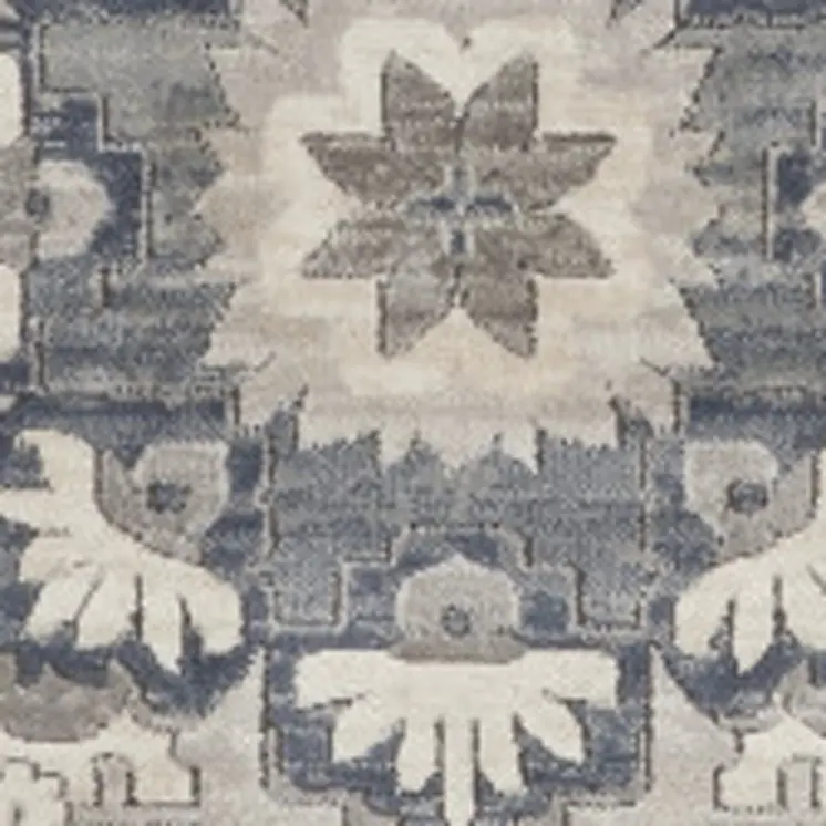 8' X 10' Gray and Ivory Medallion Power Loom Area Rug