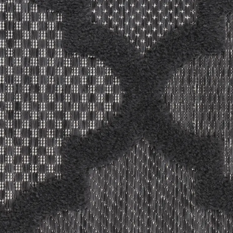 10' X 14' Charcoal And Black Trellis Indoor Outdoor Area Rug