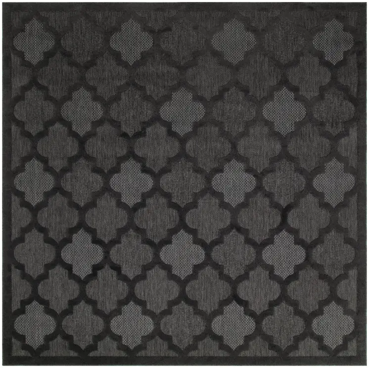 9' Charcoal And Black Square Trellis Indoor Outdoor Area Rug