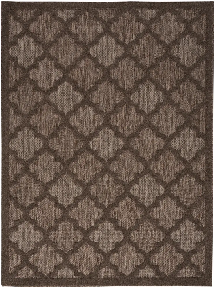 5' X 7' Dark Brown And Light Brown Trellis Indoor Outdoor Area Rug