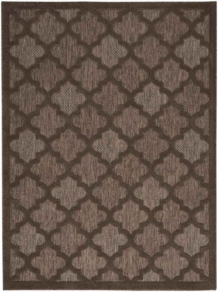 5' X 7' Dark Brown And Light Brown Trellis Indoor Outdoor Area Rug