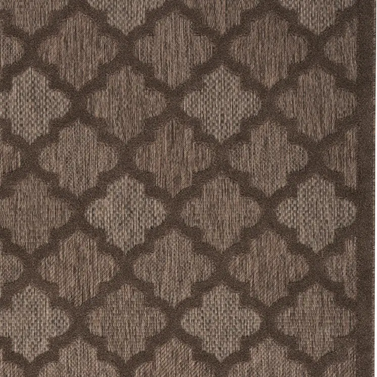 5' X 7' Dark Brown And Light Brown Trellis Indoor Outdoor Area Rug