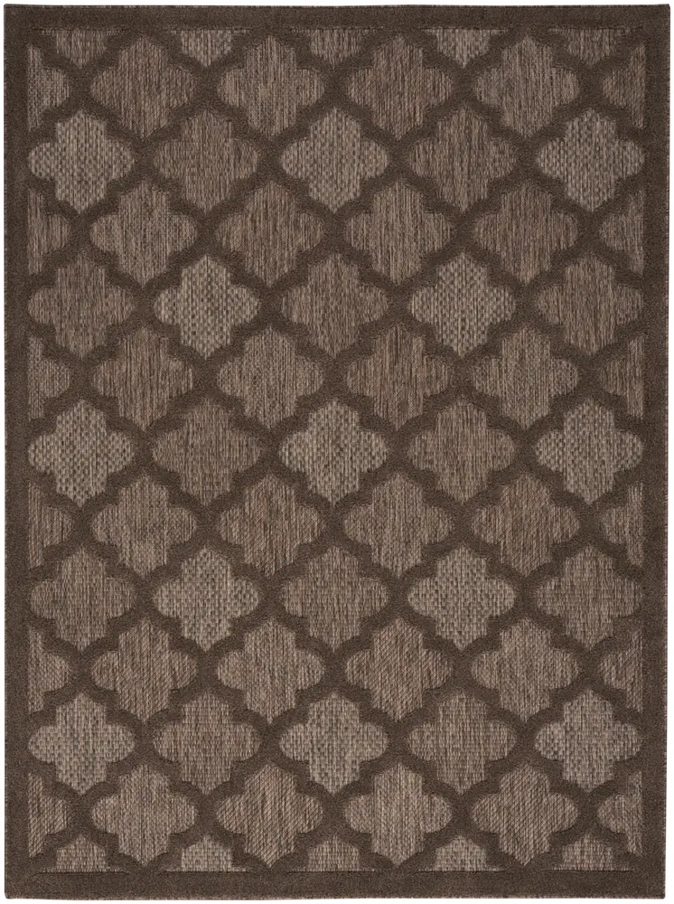 5' X 7' Dark Brown And Light Brown Trellis Indoor Outdoor Area Rug
