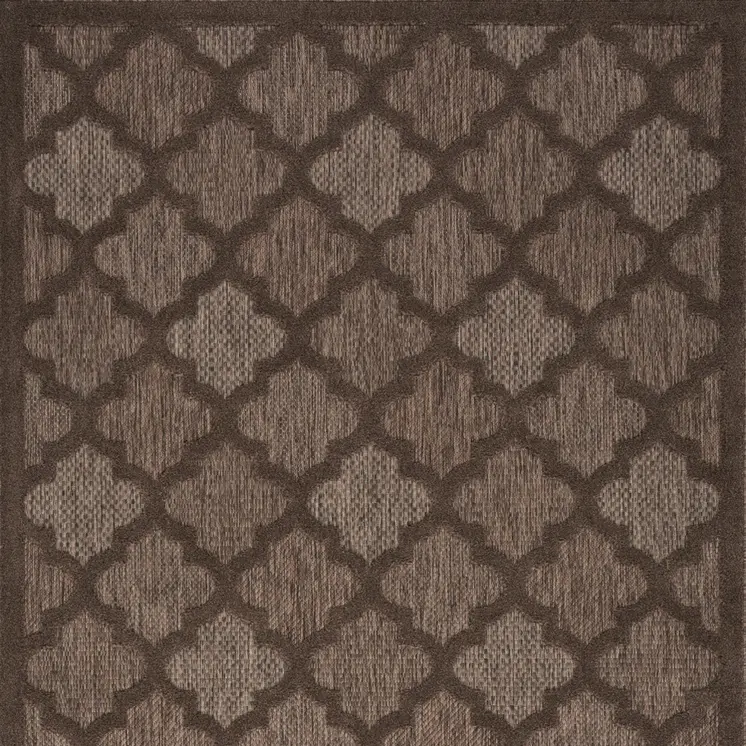 5' X 7' Dark Brown And Light Brown Trellis Indoor Outdoor Area Rug