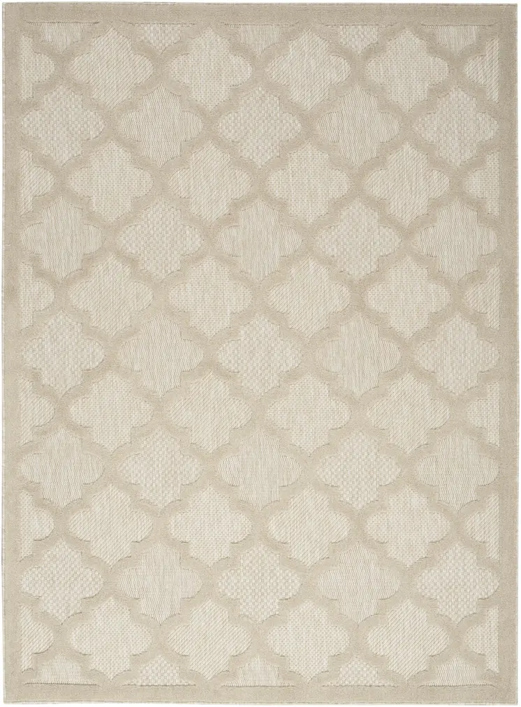 5' X 7' Cream And Beige Trellis Indoor Outdoor Area Rug