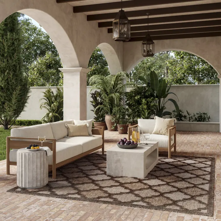 6' X 9' Dark Brown And Light Brown Trellis Indoor Outdoor Area Rug