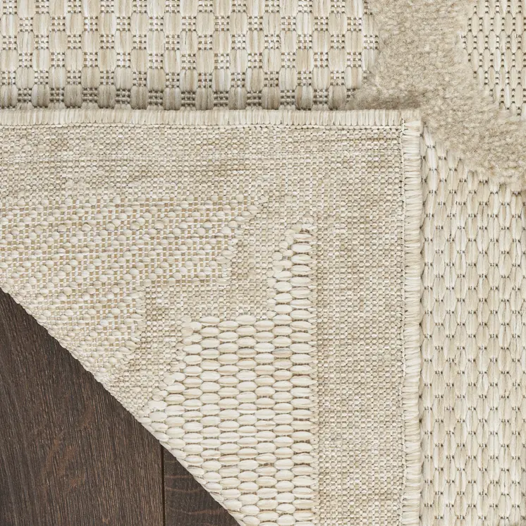 6' X 9' Cream And Beige Trellis Indoor Outdoor Area Rug