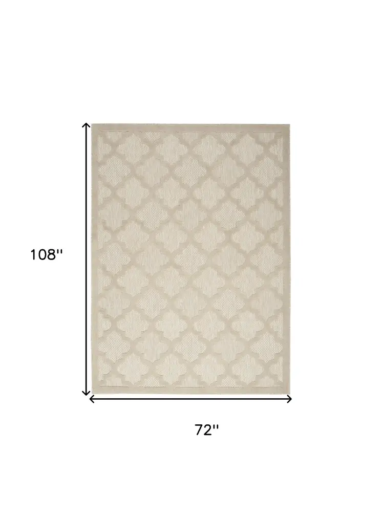 6' X 9' Cream And Beige Trellis Indoor Outdoor Area Rug