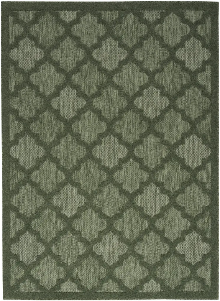 6' X 9' Dark Green And Light Green Trellis Indoor Outdoor Area Rug