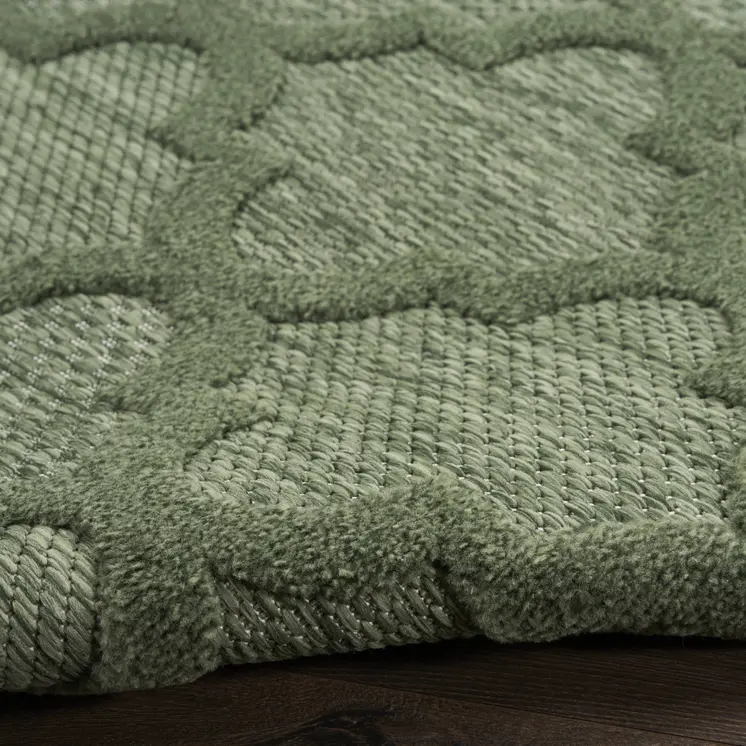 6' X 9' Dark Green And Light Green Trellis Indoor Outdoor Area Rug