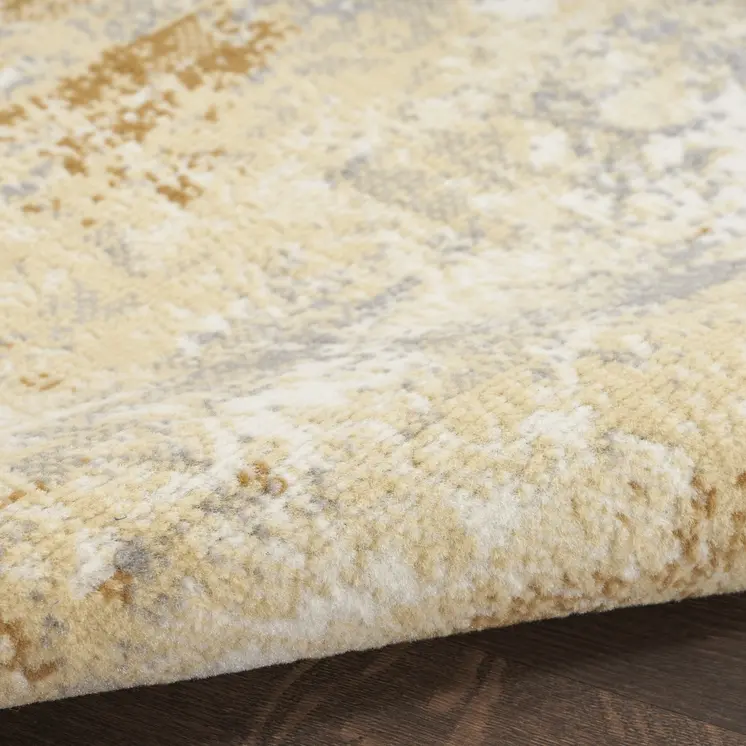 8' Beige And Blue Abstract Runner Rug