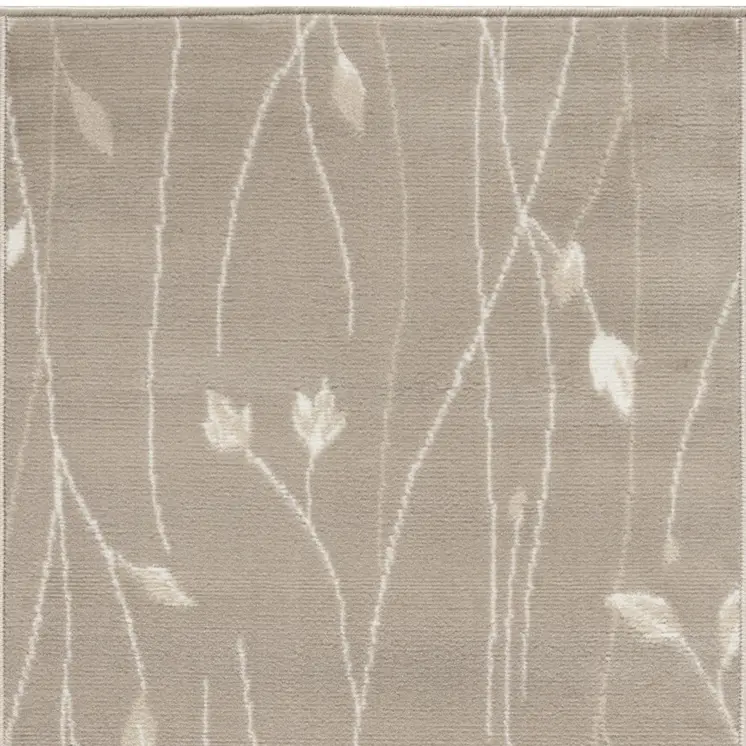 8' Beige Floral Runner Rug