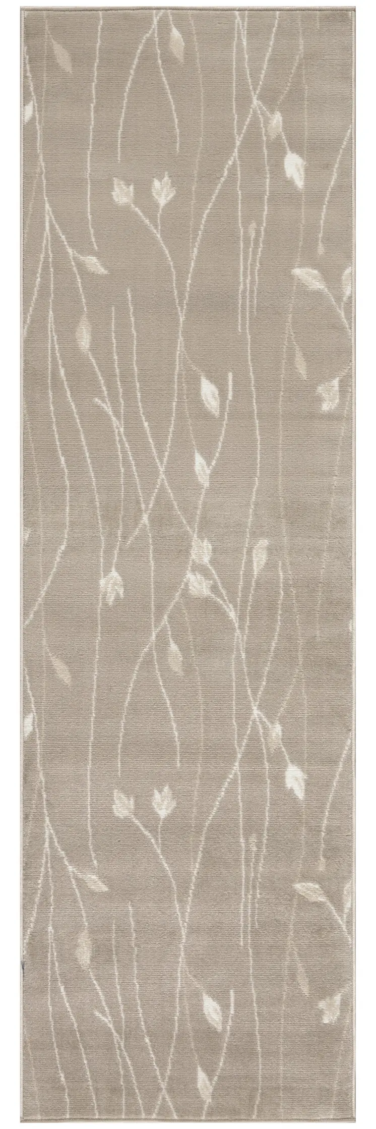 8' Beige Floral Runner Rug
