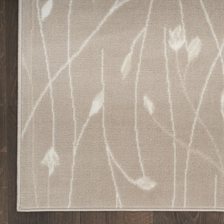 8' Beige Floral Runner Rug