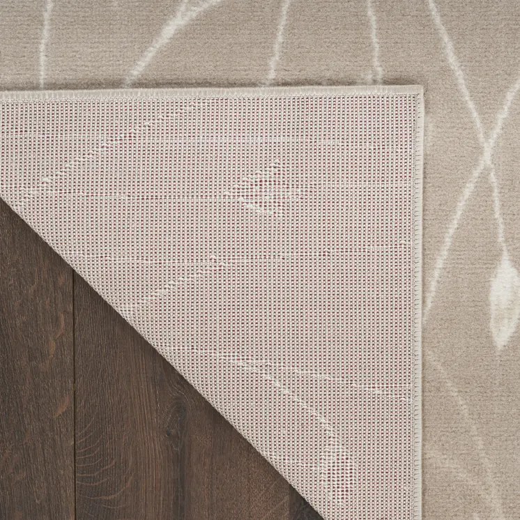 8' Beige Floral Runner Rug