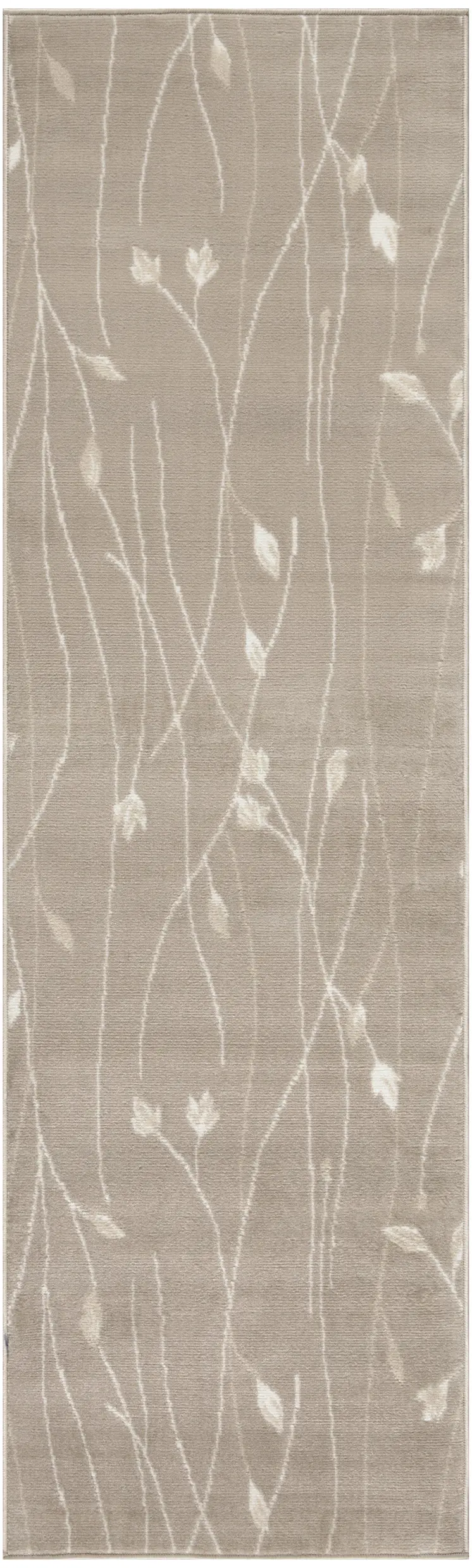 8' Beige And Ivory Floral Runner Rug