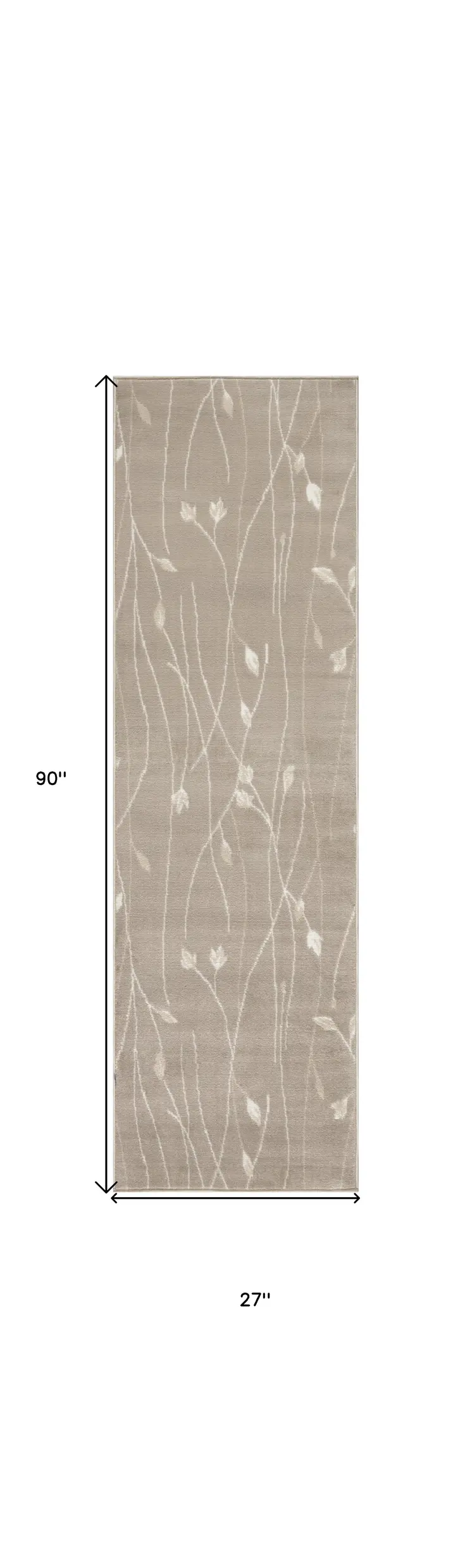 8' Beige Floral Runner Rug