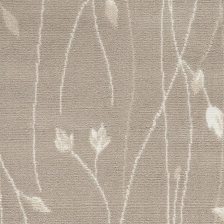 8' Beige Floral Runner Rug