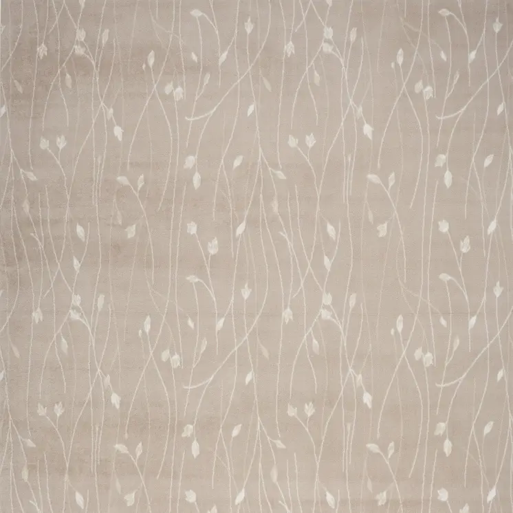 8' X 10' Beige and Ivory Floral Power Loom Area Rug