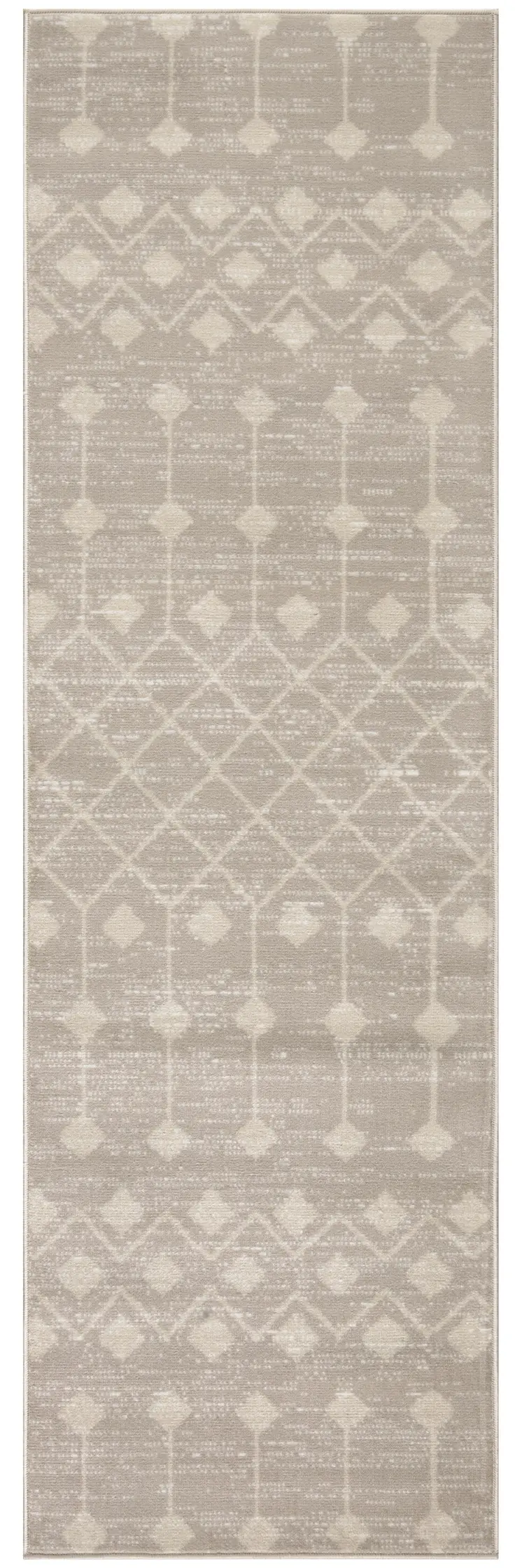 8' Beige And Ivory Moroccan Runner Rug