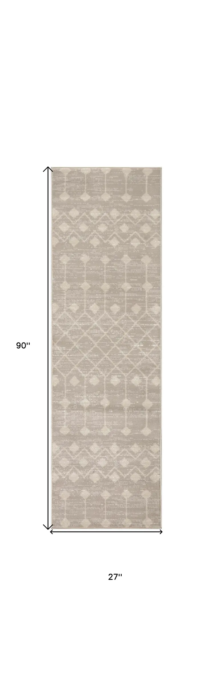 8' Beige And Ivory Moroccan Runner Rug