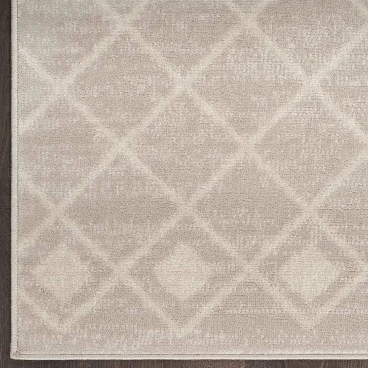 8' Beige And Ivory Moroccan Runner Rug