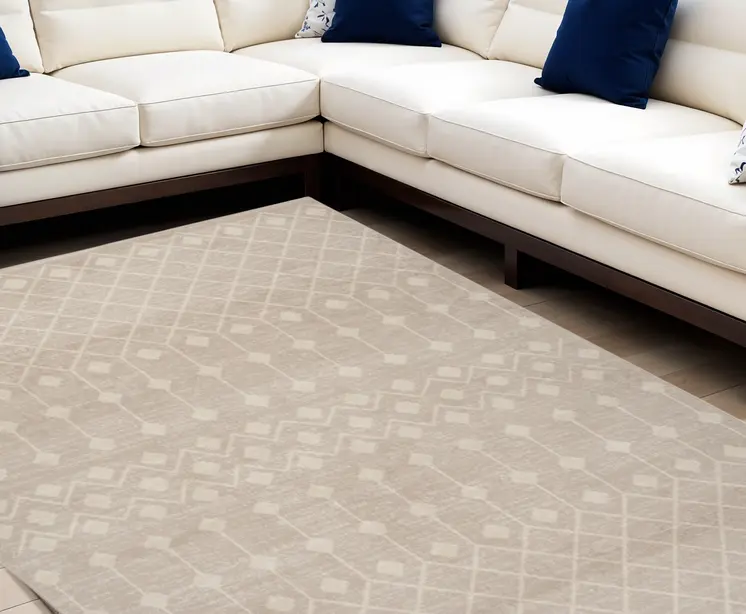 8' X 10' Beige and Ivory Moroccan Power Loom Area Rug