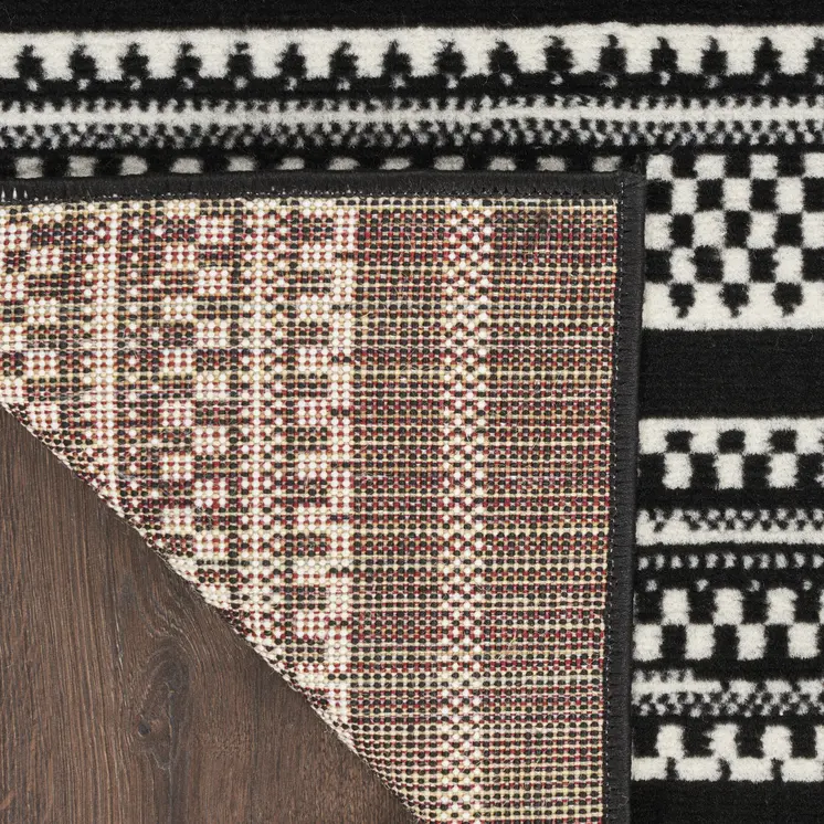 8' Black Striped Runner Rug