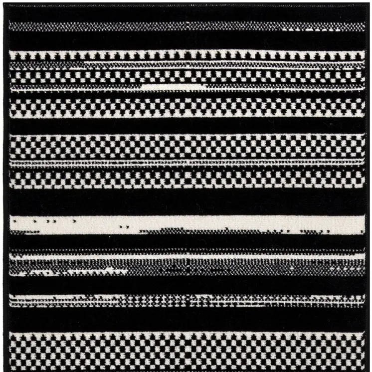 8' Black Striped Runner Rug