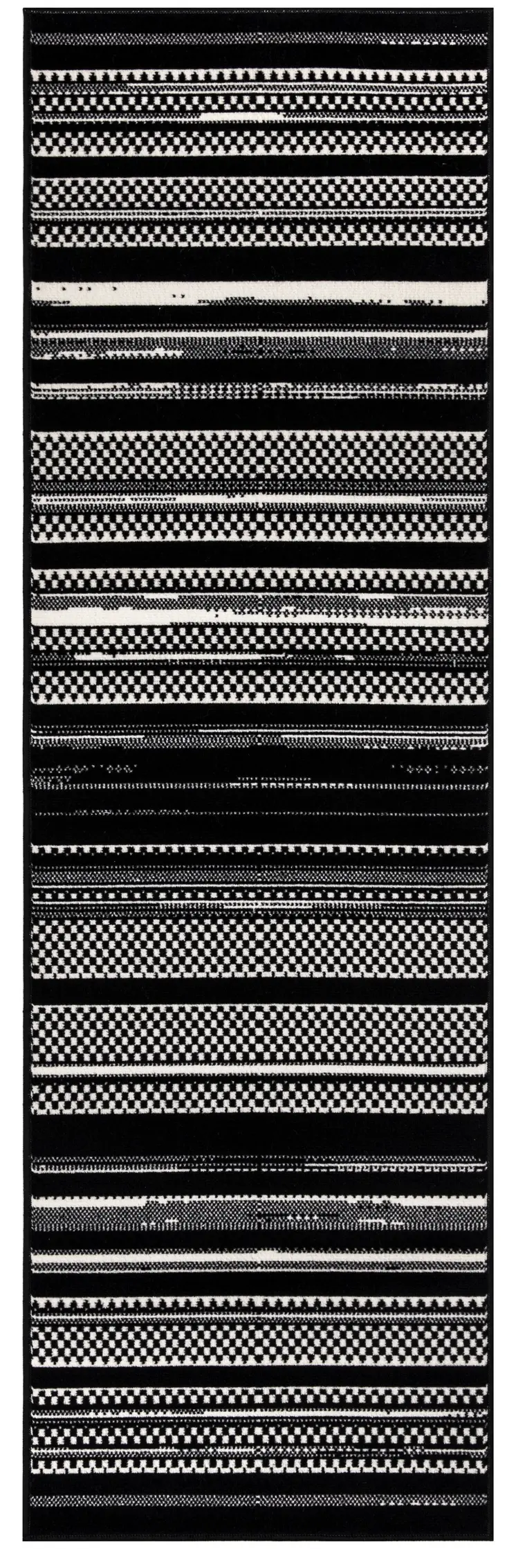 8' Black Striped Runner Rug