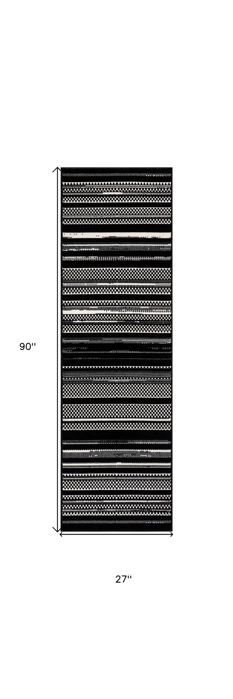 8' Black Striped Runner Rug