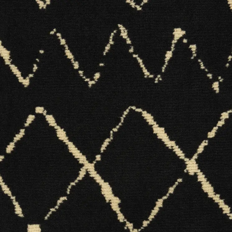 8' X 10' Black and Ivory Abstract Power Loom Distressed Area Rug