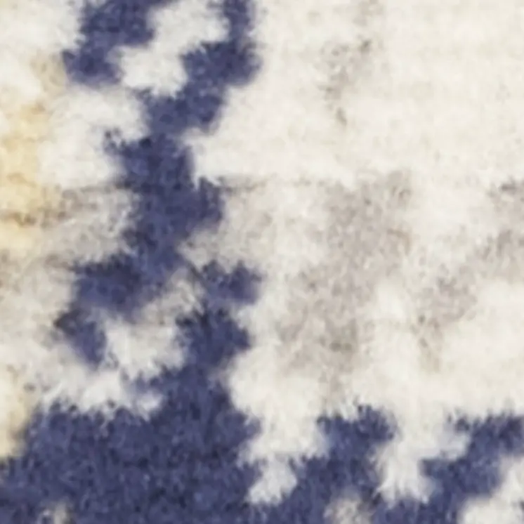8' Blue And Beige Plaid Runner Rug