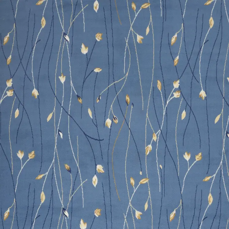 4' X 6' Blue and Beige Floral Power Loom Area Rug