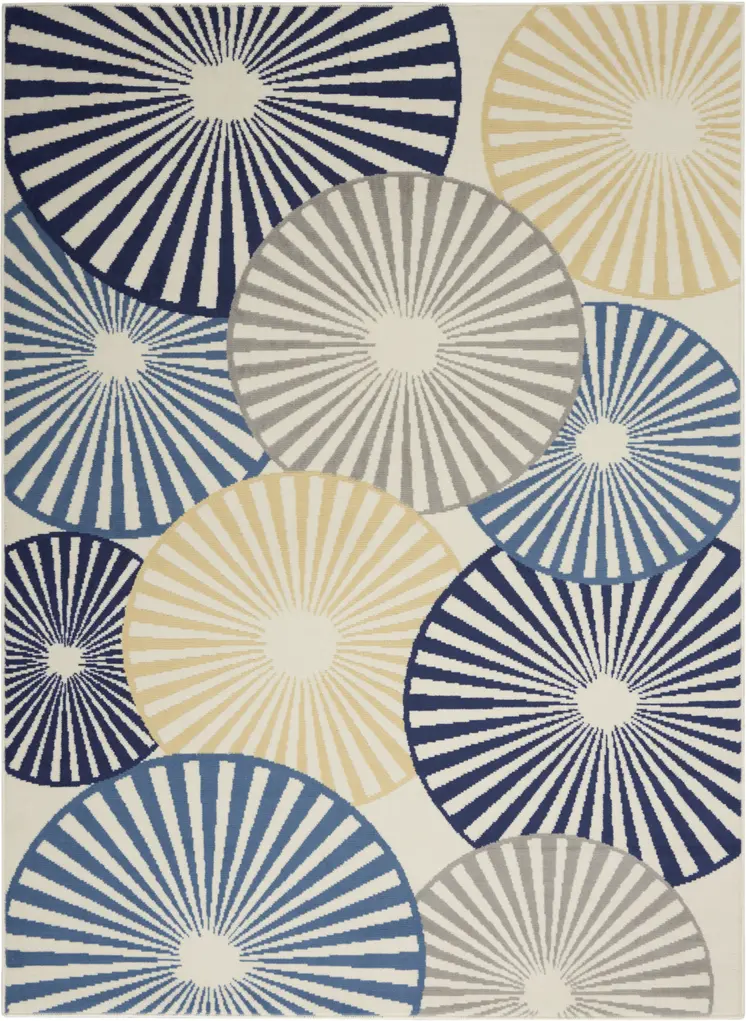 4' X 6' Blue and Ivory Geometric Power Loom Area Rug