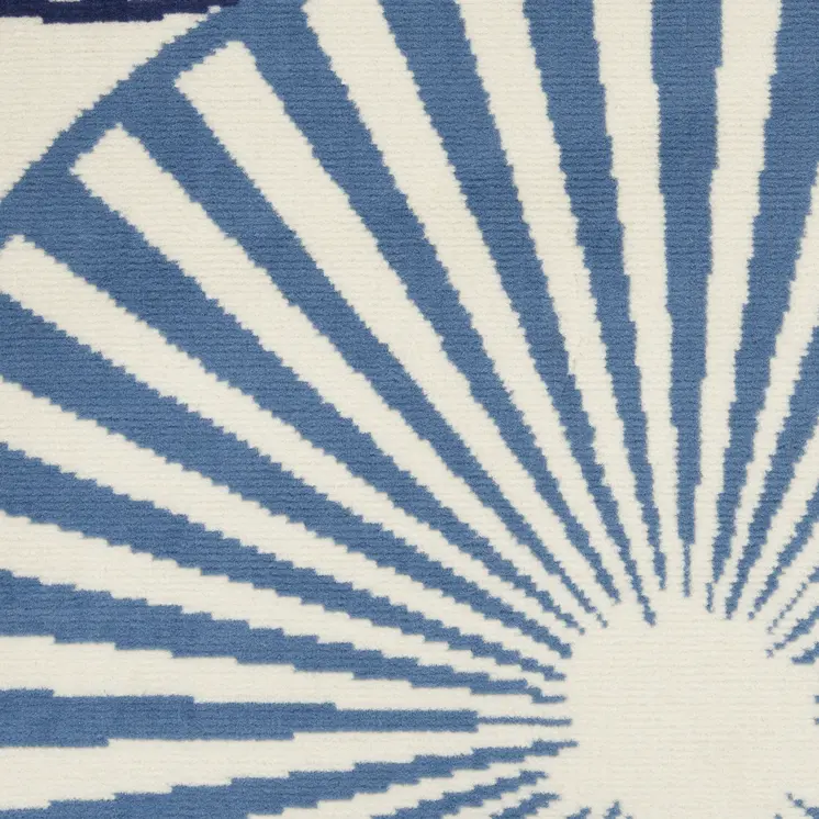 4' X 6' Blue and Ivory Geometric Power Loom Area Rug
