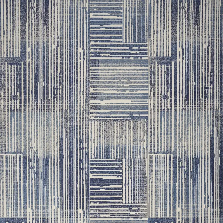 5' X 7' Blue and Gray Striped Power Loom Area Rug