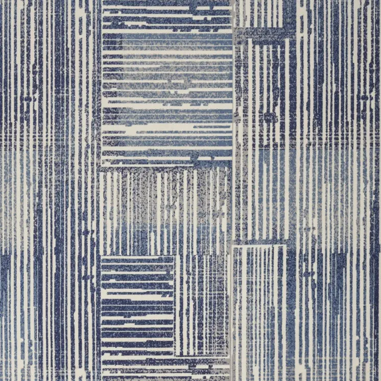 8' X 10' Blue and Gray Striped Power Loom Area Rug