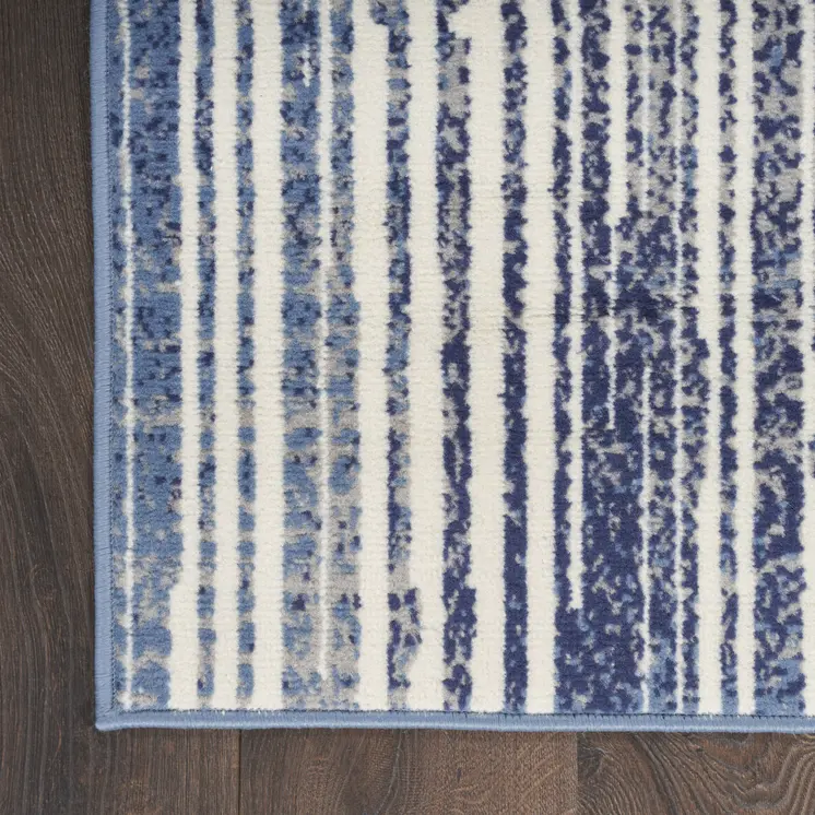8' X 10' Blue and Gray Striped Power Loom Area Rug