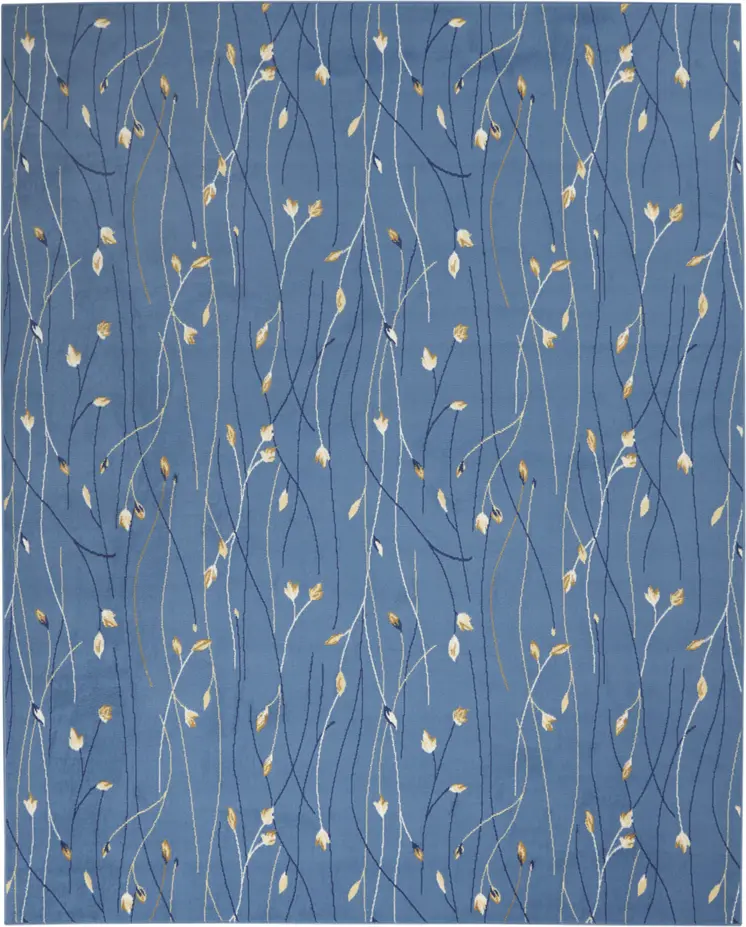 8' X 10' Blue and Beige Floral Power Loom Area Rug
