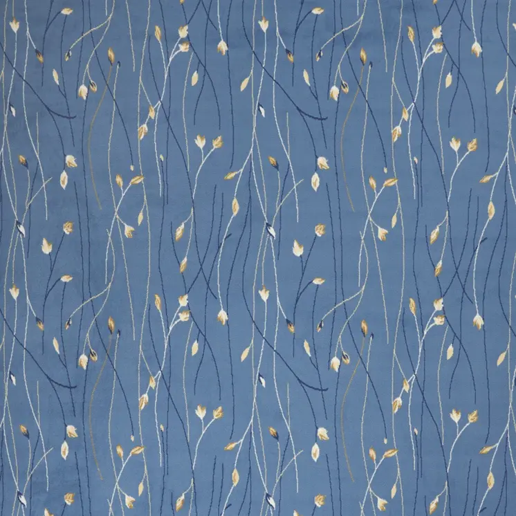 8' X 10' Blue and Beige Floral Power Loom Area Rug