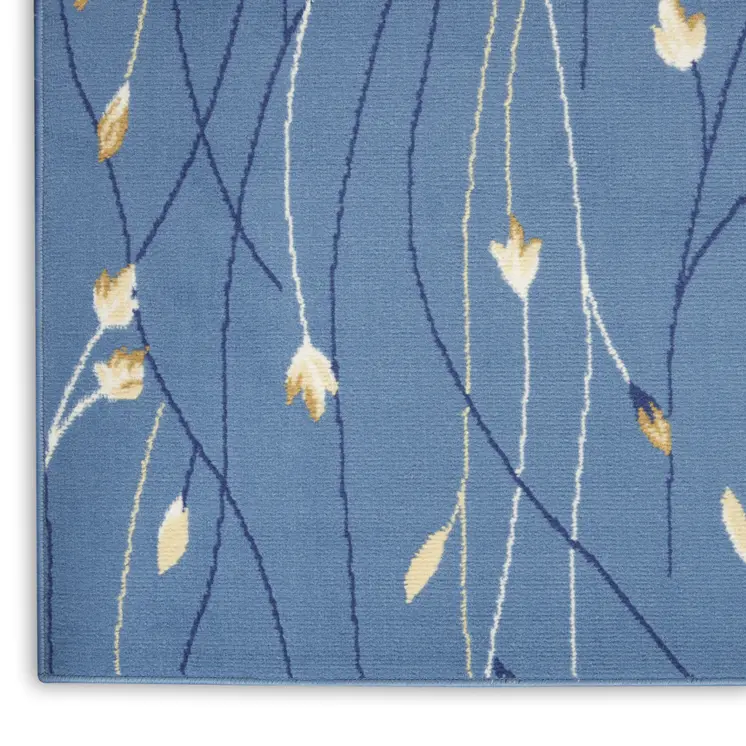 8' X 10' Blue and Beige Floral Power Loom Area Rug