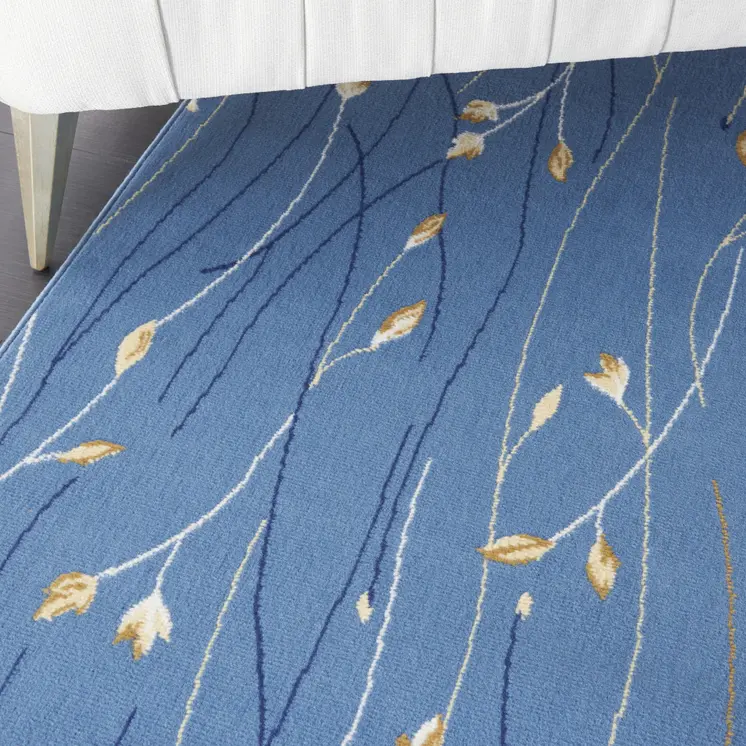 8' X 10' Blue and Beige Floral Power Loom Area Rug