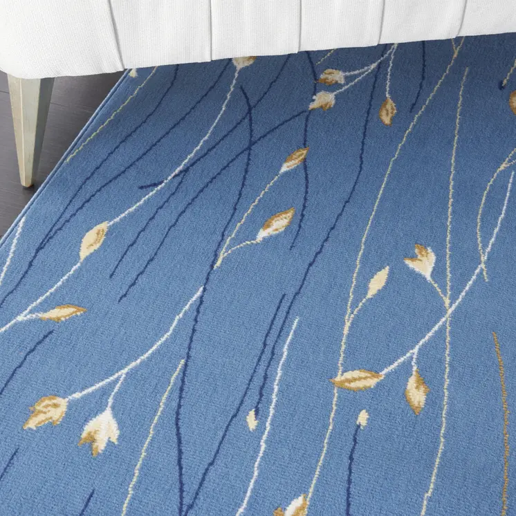 8' X 10' Blue and Beige Floral Power Loom Area Rug