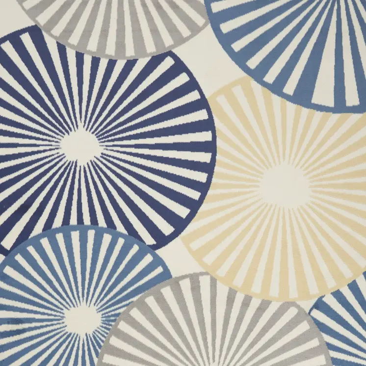 8' X 10' Beige and Blue Geometric Power Loom Area Rug
